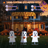 4 Piezas de Decoración de Halloween Fantasmas con Portón y Luces LED que Aparecen