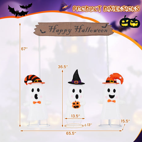 4 Pieces Halloween Decoration Pop up Ghosts with Gate and LED Lights