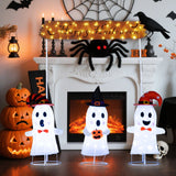 4 Piezas de Decoración de Halloween Fantasmas con Portón y Luces LED que Aparecen