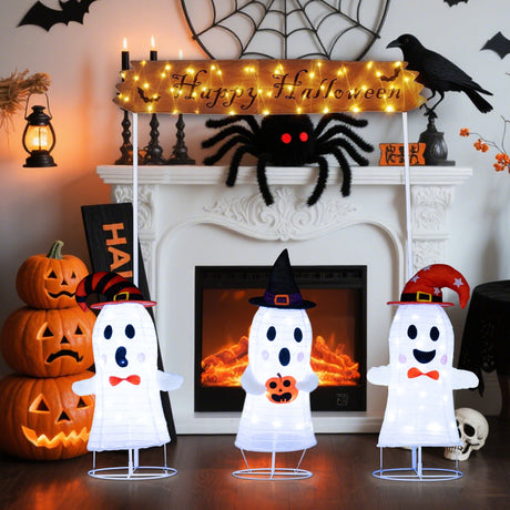 4 Pieces Halloween Decoration Pop up Ghosts with Gate and LED Lights