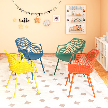 4 Pieces Kids Chairs with Curved Backrest and Ergonomic Armrests