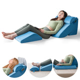 Juego de 4 almohadas ortopédicas en cuña para cama para aliviar el dolor, color azul