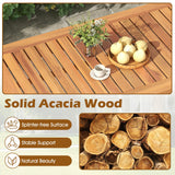Juego de conversación de 4 piezas de madera de acacia para exteriores con cojines suaves y mesa de centro - Blanco