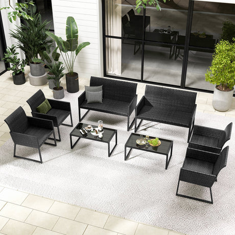 Juego de muebles de patio de mimbre para exteriores de 4 piezas con espuma de secado rápido para todo tipo de clima para el jardín