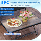Juego de muebles plegables de patio de 4 piezas con mesa de centro de SPC y sillas de patio - Negro