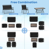 Juego de muebles plegables de patio de 4 piezas con mesa de centro de SPC y sillas de patio - Negro