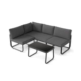 4 Pieces Patio Furniture Set with Cushions and Coffee Table-Gray