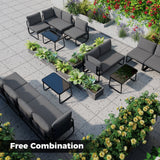 4 Pieces Patio Furniture Set with Cushions and Coffee Table-Gray