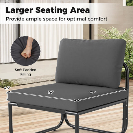 Juego de muebles de patio de 4 piezas con cojines y mesa de centro - Gris