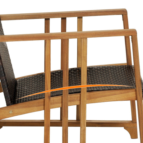 Juego de conversación de ratán para patio de 4 piezas con cojines de asiento y respaldo - Blanco roto