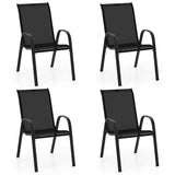 4 Pieces Stackable Patio Dining Chairs Set with Armrest