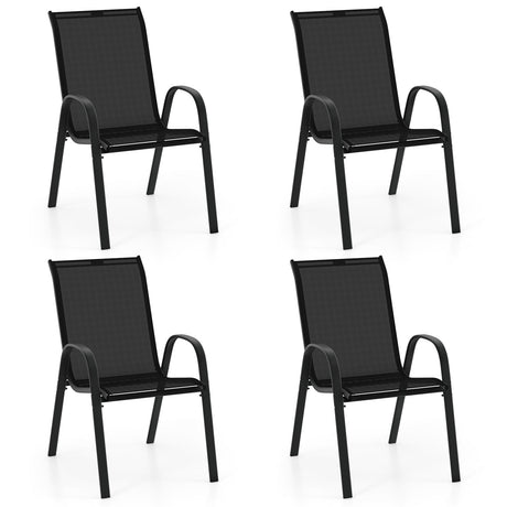 Juego de 4 sillas apilables de patio con reposabrazos para comedor