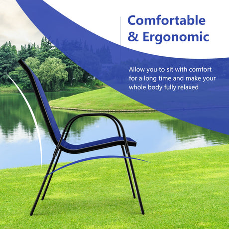 Juego de 4 sillas de comedor apilables para patio con reposabrazos