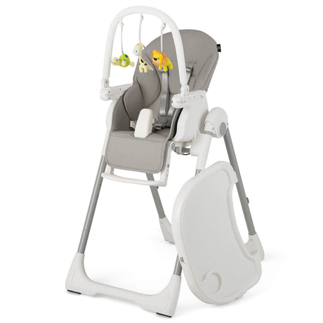 Trona Plegable 4 en 1 para Bebés con 7 Alturas Ajustables y Barra de Juguetes Gratis