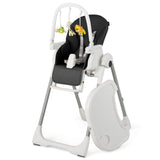 4-in-1 Foldable Baby High Chair with 7 Adjustable Heights and Free Toys Bar