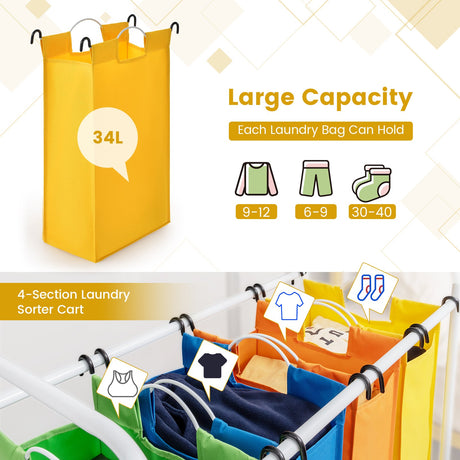Clasificador de ropa de 136 L de gran capacidad con 4 secciones