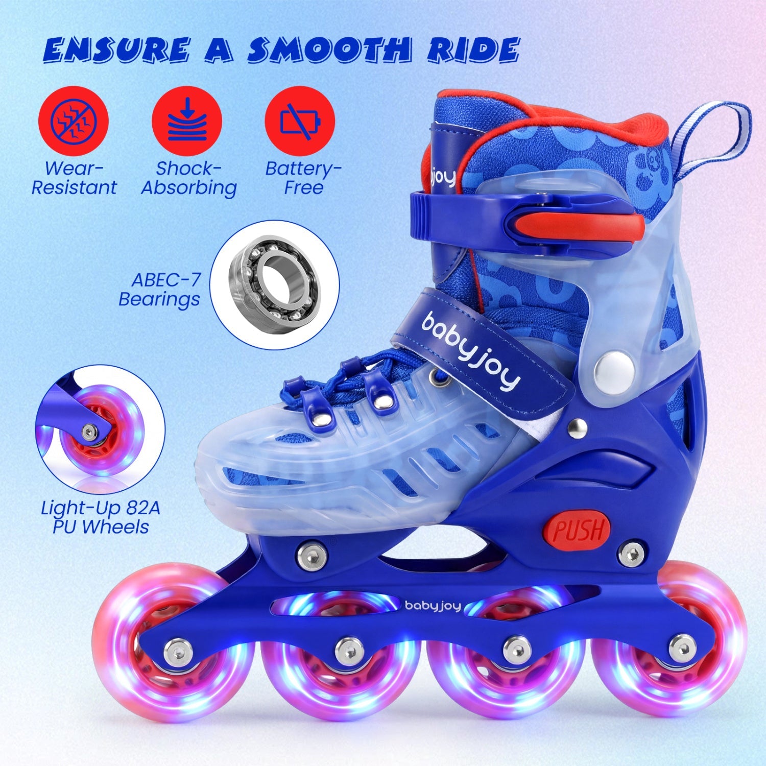 Patines en línea iluminados ajustables de 4 tamaños para niños con ruedas que se encienden