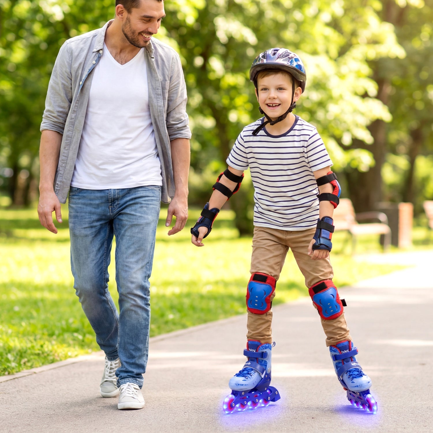 Patines en línea iluminados ajustables de 4 tamaños para niños con ruedas que se encienden