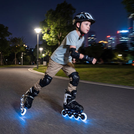 Patines de Cuchilla Ajustables de 4 Tallas con Ruedas Iluminadas para Jóvenes