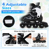 Patines de Cuchilla Ajustables de 4 Tallas con Ruedas Iluminadas para Jóvenes