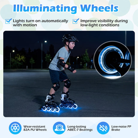 Patines de Cuchilla Ajustables de 4 Tallas con Ruedas Iluminadas para Jóvenes