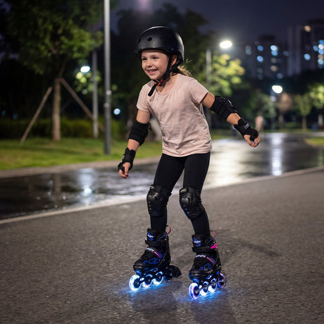 Patines de Cuchilla Ajustables de 4 Tallas con Ruedas Iluminadas para Jóvenes