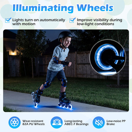 Patines de Cuchilla Ajustables de 4 Tallas con Ruedas Iluminadas para Jóvenes