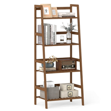 4-Tier Bamboo Plant Rack with Guardrails Stable and Space-Saving