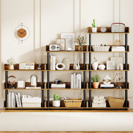 4-Tier Bookshelf Open Bookcase with Anti-Tipping Kit Industrial Storage Unit