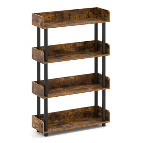 4-Tier Bookshelf Open Bookcase with Anti-Tipping Kit Industrial Storage Unit
