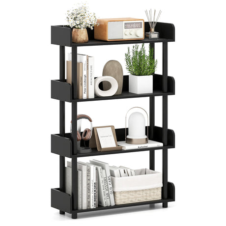 4-Tier Bookshelf Open Bookcase with Anti-Tipping Kit Industrial Storage Unit