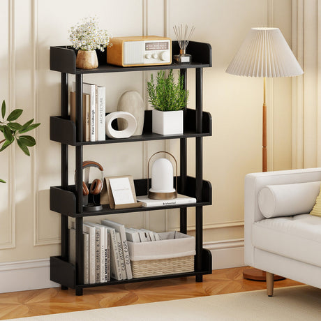 4-Tier Bookshelf Open Bookcase with Anti-Tipping Kit Industrial Storage Unit