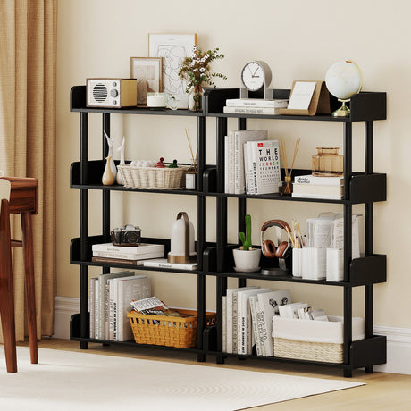 4-Tier Bookshelf Open Bookcase with Anti-Tipping Kit Industrial Storage Unit