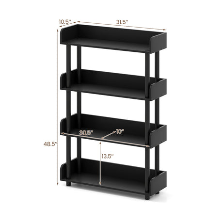 4-Tier Bookshelf Open Bookcase with Anti-Tipping Kit Industrial Storage Unit