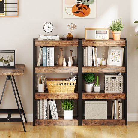 Estantería de 4 niveles de madera con kits antivuelco dobles