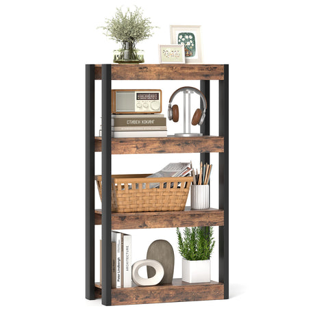 Estantería de 4 niveles de madera con kits antivuelco dobles