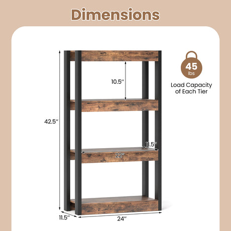 Estantería de 4 niveles de madera con kits antivuelco dobles