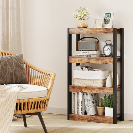 Estantería de 4 niveles de madera con kits antivuelco dobles