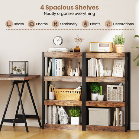 Estantería de 4 niveles de madera con kits antivuelco dobles