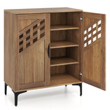 4 Tier Farmhouse Shoe Storage Cabinet with Removable Shelves and Metal Legs