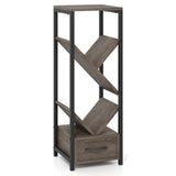 Estantería de árbol de 4 niveles con cajón y estructura metálica - Gris