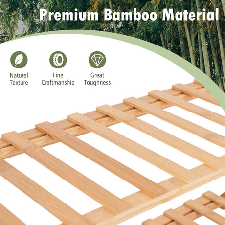 Zapatero plegable de bambú de 4 niveles con estantes de listones - Natural