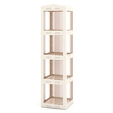 4-Tier Foldable Rotating Bookshelf with Swivel Base and Translucent Panels-White