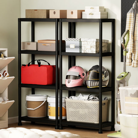 4-Tier Heavy-Duty Plastic Storage Shelves Freestanding Garage Shelving Unit