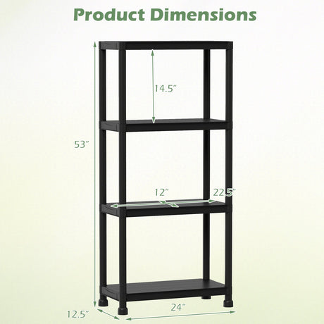 4-Tier Heavy-Duty Plastic Storage Shelves Freestanding Garage Shelving Unit
