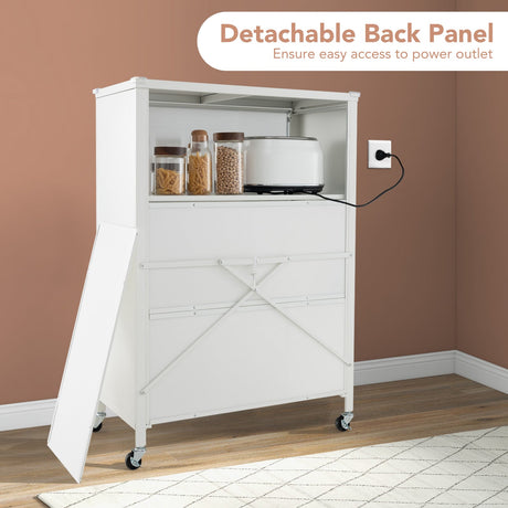 Estantería de cocina de 4 niveles con puertas abatibles - Blanca