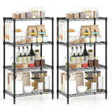 4-Tier Metal Storage Shelving Unit Set of 2 with V-Shaped Wire Rack-Black