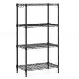 4-Tier Metal Storage Shelving Unit with V-Shaped Wire Rack and 600 LBS Capacity-Black