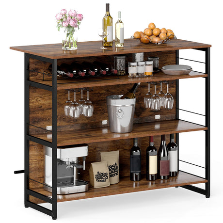 Isla de cocina con minibar de 4 niveles con reposapiés y botellero-Café