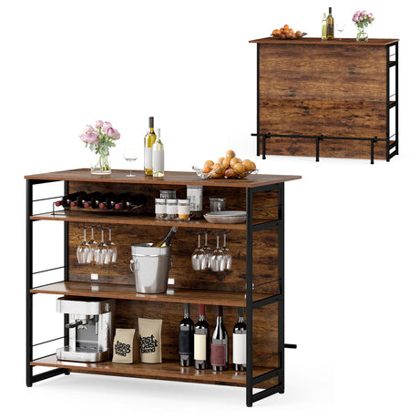 Isla de cocina con minibar de 4 niveles con reposapiés y botellero-Café